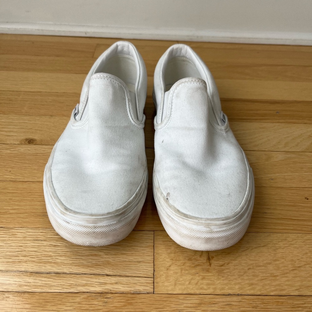 White slip on vans